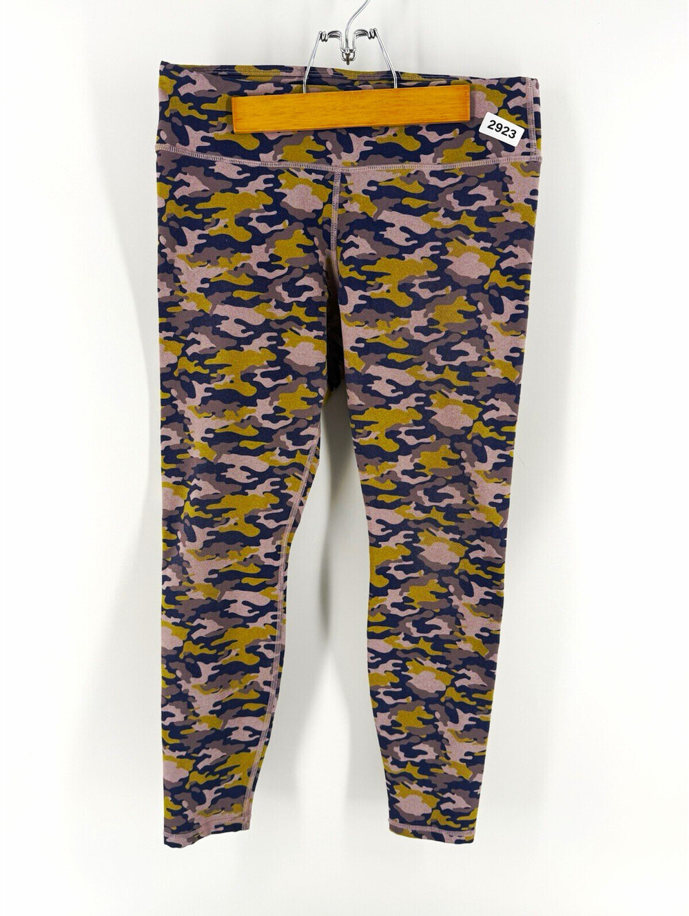 Fabletics FL2 Camo Ankle Leggings Stretch Elastic Waist Yoga Women's M 20.2"